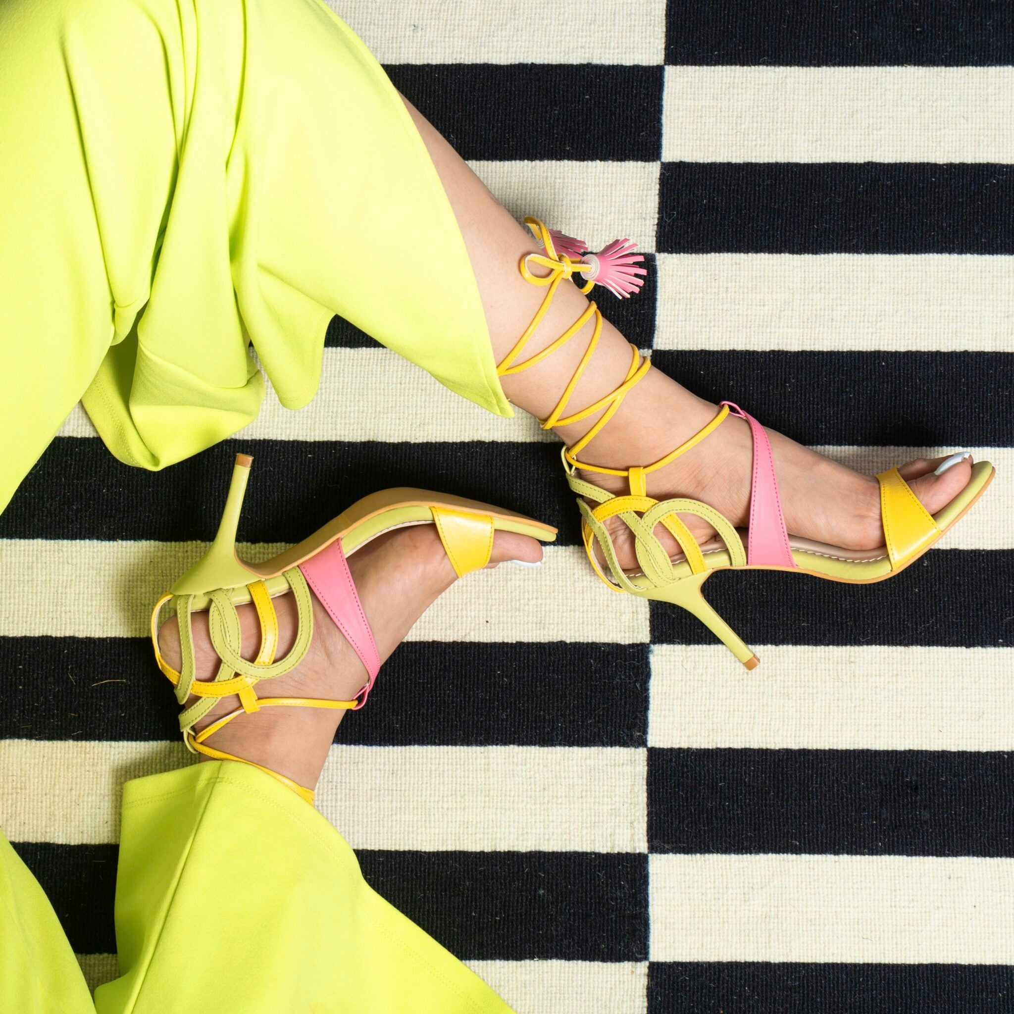 Neon Strappy Heels | Inc Neon Pink, Green & Orange | Femme Luxe UK